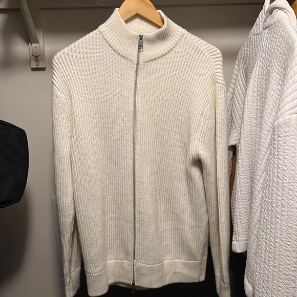 Zara Zip Cardigan Sweater Size M Oyster White - Picture 1 of 6